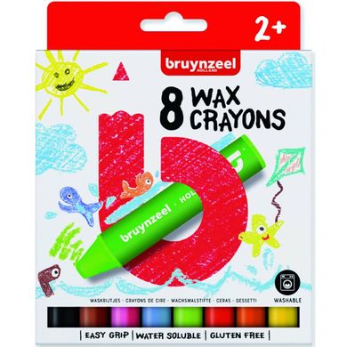Набор детских восковых карандашей, 8 цветов, экстра толстые, Bruynzeel