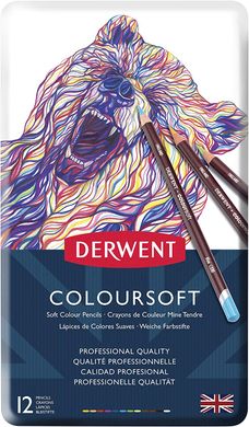 Набор цветных карандашей Coloursoft, металлическая коробка, 12 штук, Derwent