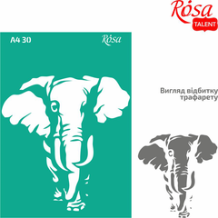 Трафарет багаторазовий, самоклейкий Слон №30, А4, 21x29,7 см, ROSA TALENT