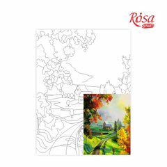 Полотно на картоні з контуром, Пейзаж №21, 30x40 см, бавовна, акрил, Rosa Start