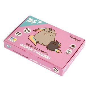 Фарби гуашеві Yes Pusheen, 24 кольори, 20 мл
