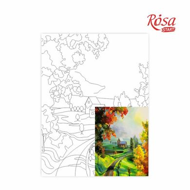 Холст на картоне с контуром, Пейзаж № 21, 30x40 см, хлопок, акрил, Rosa START
