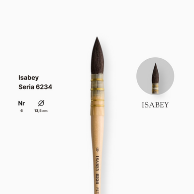 Кисть беличья круглая Isabey, №6, французская вязка, короткая ручка