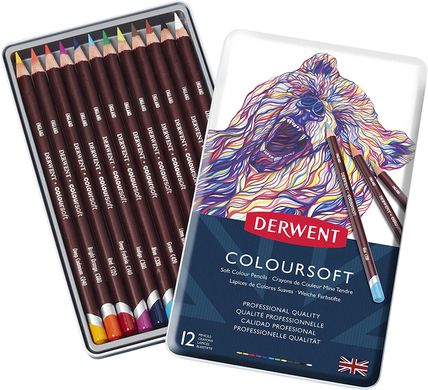 Набор цветных карандашей Coloursoft, металлическая коробка, 12 штук, Derwent