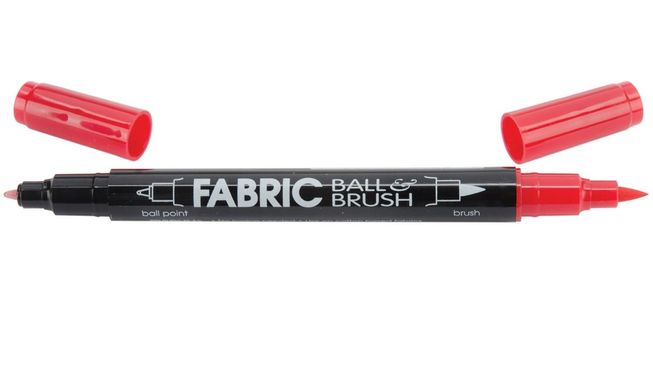 Маркер Червоний, для світлих тканин, двосторонній, 122-S, Fabric Ball & Brush, Marvy