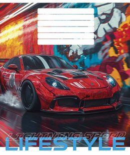 Тетрадь ученическая А5, 24 листов в клетку, ВД-лак, Lightning speed lifestyle, Школярик