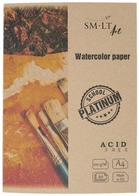 Папка с бумагой для акварели Platinum А4, 220 г/м2, 20 листов, Smiltainis