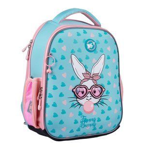 Рюкзак шкільний, каркасний H-100 Funny Bunny, блакитний, Yes