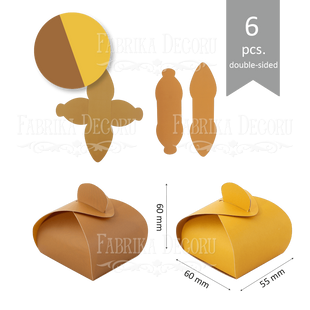 Набір картонних заготовок для пакування подарунків №006, Brown-yellow, 6х6х5,5 см, 6 штук, Fabrika Decoru