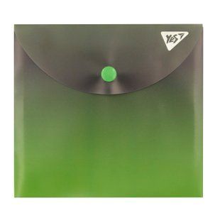 Папка-конверт Fusion, B6, 14х15 см, пластиковая, на кнопке, серо-зеленая, Yes