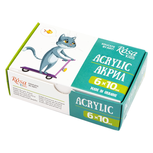 Набор акриловых красок Cats, 6 цветов по 10 мл, ROSA Kids