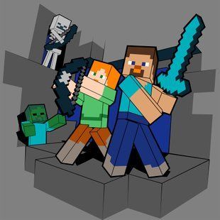 Картина по номерам Minecraft Стив и Алекс против монстров, 25х25 см, Santi