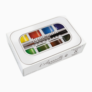 Набор акварельных красок Sennelier Aqua-mini, 8 цветов, кювета, 1 кисть