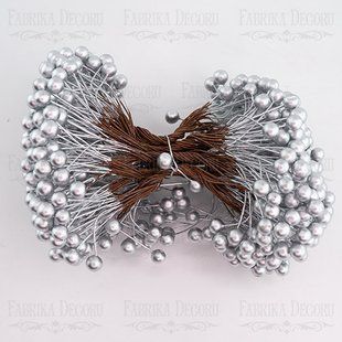 Набор ягод калины мини, лаковые, Серебро, 20 штук, Fabrika Decoru