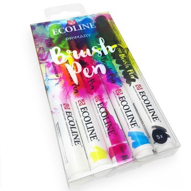 Набір пензлів-ручок Ecoline Brushpen PRIMARY, 5 кольорiв, Royal Talens
