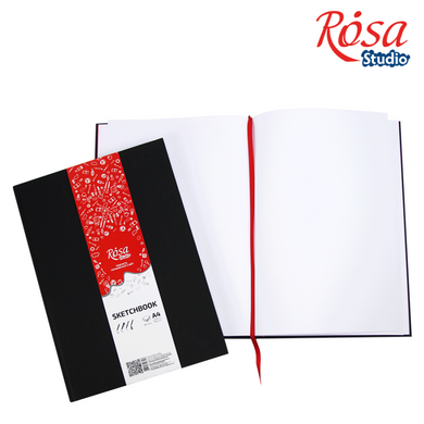 Блокнот A4, 21x29,7 см, 100 г/м2, 96 листов, черный, Rosa Studio