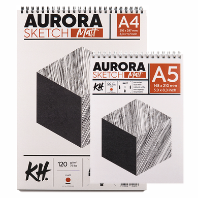 Альбом для рисунка на спирали Smooth & Matt, А4, 21х29,7 см, 120 г/м2, белый, 20 листов, Aurora