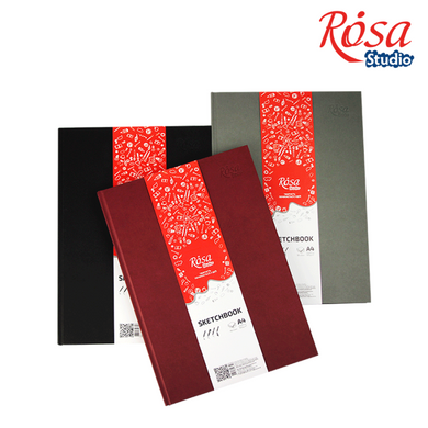 Блокнот A4, 21x29,7 см, 100 г/м2, 96 листов, черный, Rosa Studio
