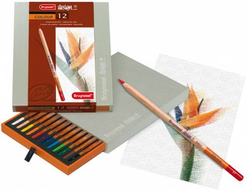 Набор цветных карандашей Design, деревянная коробка, 12 штук, Bruynzeel