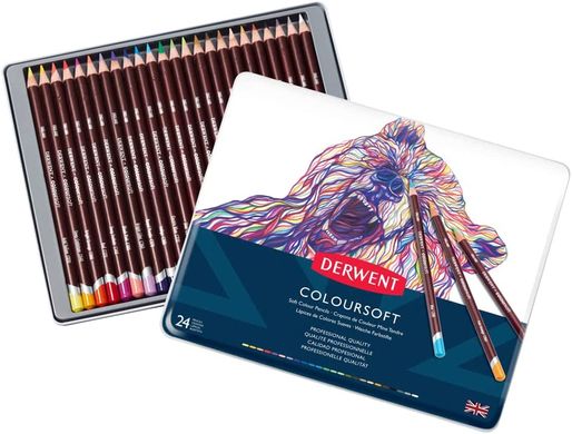 Набор цветных карандашей Coloursoft, металлическая коробка, 24 штуки, Derwent