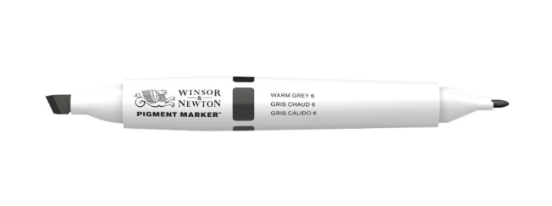 Маркер двосторонній, Pigment marker, (128) Сірий теплий 6, Winsor & Newton