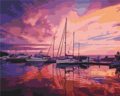 Картина за номерами Рожевий світанок у яхтклубі, 40х50 см, Brushme
