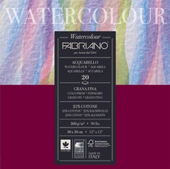 Альбом-склейка для акварелі Watercolor, 30x30 см, 200 г/м2, 20 аркушів, середнє зерно, Fabriano