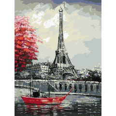 Полотно на картоні з контуром, Міста „Париж 3“, 30х40, бавовна, акрил, ROSA START
