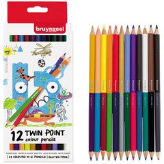 Набір дитячих кольорових олівців Twin Point, 24 кольори, 12 шт, Bruynzeel