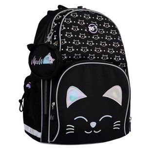 Рюкзак шкільний, напівкаркасний S-100 Smiling Cats, чорний, Yes