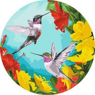 Картина за номерами Колібрі в квітах (Розмір M), 30 см, Brushme