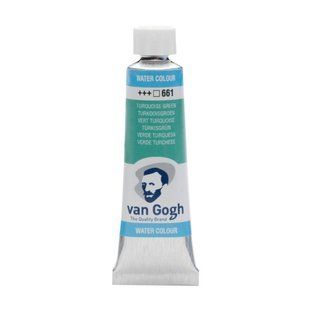 Краска акварельная Van Gogh (661), Бирюзовый зеленый, туба, 10 мл, Royal Talens