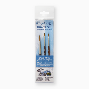 Набір міні-пензлів Raphael Travel Precision, 3 пензлі, круглі та плоскі