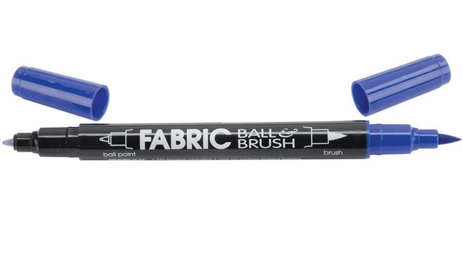 Маркер Голубой, для светлых тканей, двухсторонний, 122-S, Fabric Ball & Brush, Marvy