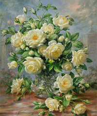 Алмазна вишивка Букет Білих Троянд 50х60 см