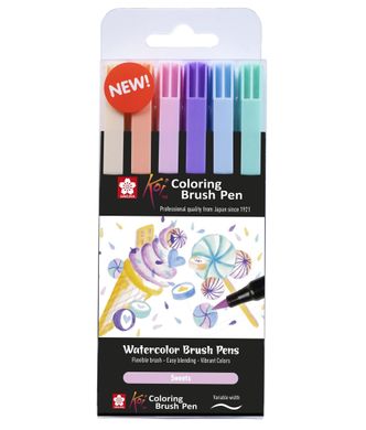 Набір маркерів Koi Coloring Brush Pen, Sweets, 6 шт, Sakura