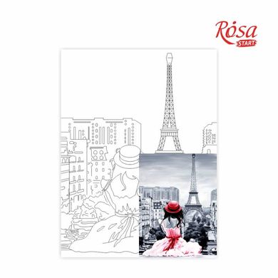 Полотно на картоні з контуром, Міста "Париж 2", 30x40, бавовна, акрил, ROSA START