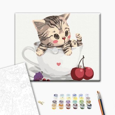 Картина по номерам Котик в чашке,30х40 см, Brushme