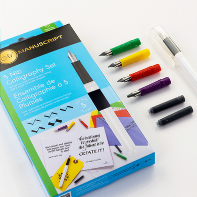 Набір для каліграфії, 5 Nib Calligraphy Set, 5 пер, 2 картриджи, Manuscript