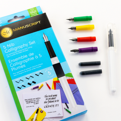 Набір для каліграфії, 5 Nib Calligraphy Set, 5 пер, 2 картриджи, Manuscript