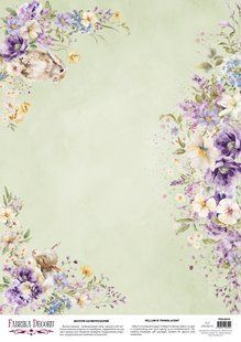 Веллум з малюнком Floral Sentiments Звірята в квітах, А3, 29,7х42 см, 90 г/м&sup2;, аркуш, Fabrika Decoru