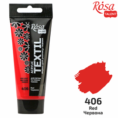 Фарба акрилова по тканині ROSA TALENT, червона (06), 60 мл