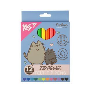 Фломастери Yes Pusheen, амортизуючі, 12 кольорів
