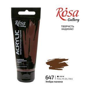 Краска акриловая, Умбра жженая, 60 мл, ROSA Gallery