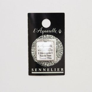 Акварельная краска Sennelier, полукювета, S1, титановый белый (Titanium White)