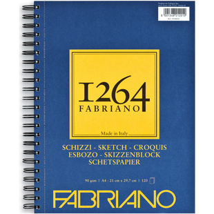 Альбом на спіралі для малюнка та ескізів 1264 А5, 90 г/м2, 60 аркушів, горизонтальний, слонова кістка, Fabriano