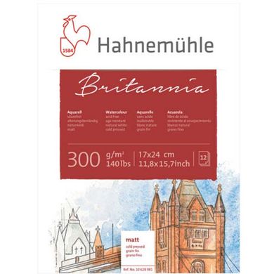 Альбом-склейка для акварелі Britannia, 17х24 см, 300 г/м², CP, 12 аркушів, Hahnemuhle