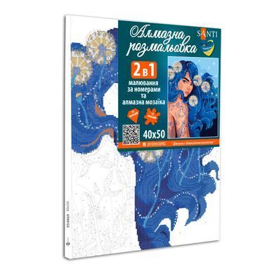 Картина по номерам с алмазной мозаикой SANTI Девушка с голубыми волосами, 40x50 см