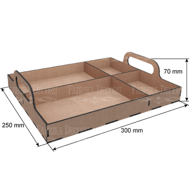 Мікс бокс-Піднос на 4 комірки, 7х25x30 см, МДФ, Fabrika Decoru