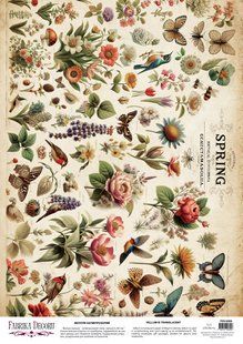 Веллум з малюнком Spring Botanical Story Квіткова фантазія, А3, 29,7х42 см, 90 г/м&sup2;, аркуш, Fabrika Decoru